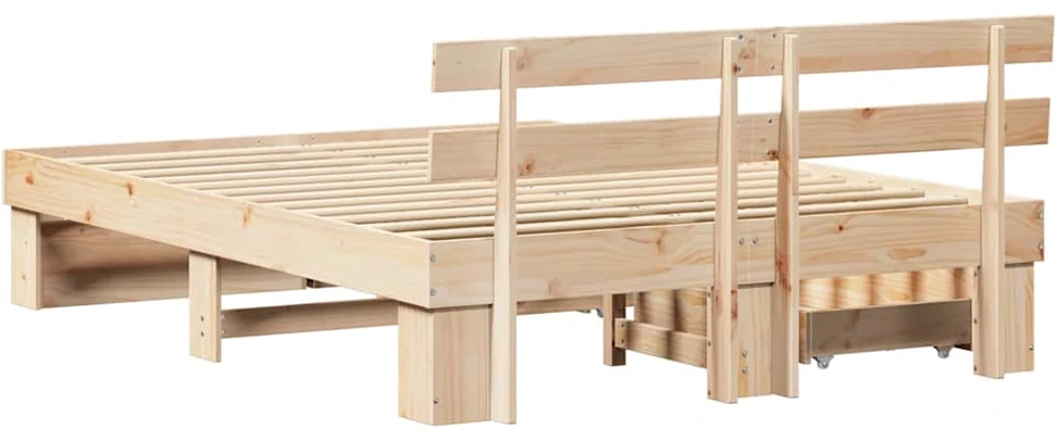Lovos rėmas su stalčių Ruda 150 x 200 cm Kietos pušies mediena