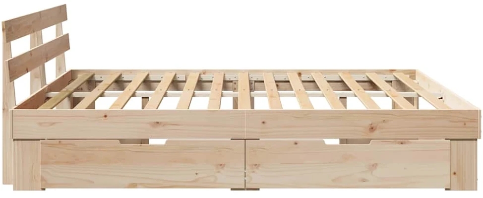 Lovos rėmas su stalčių Ruda 200 x 200 cm Kietos pušies mediena