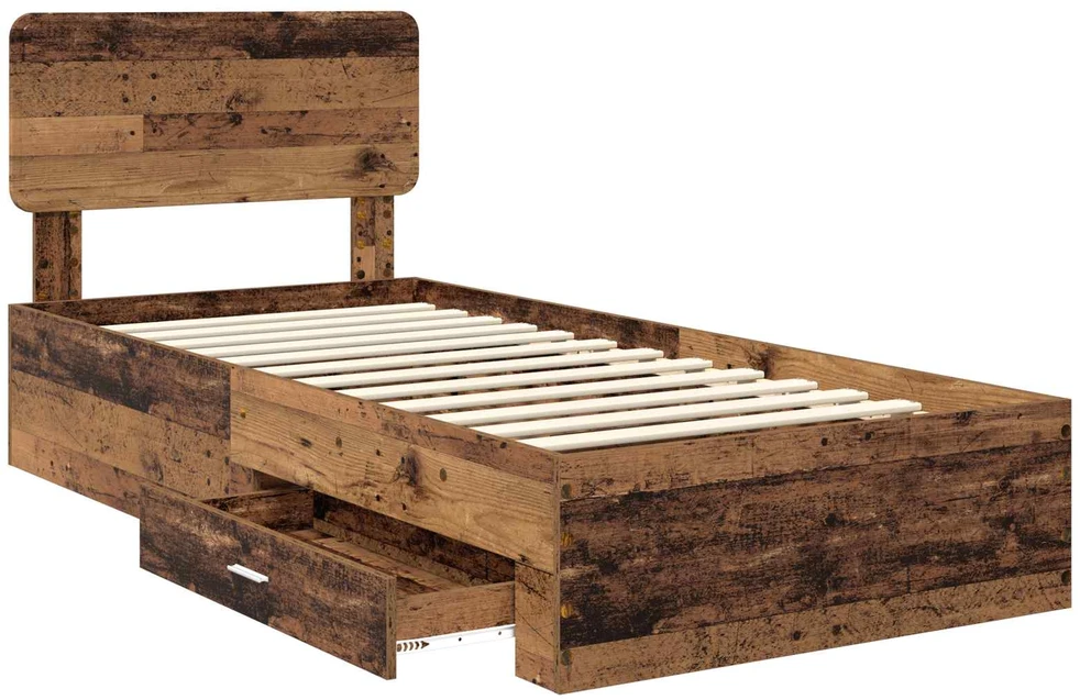 Lova Lovos rėmas su stalčių Senas medis 90 x 200 cm Apdirbta mediena