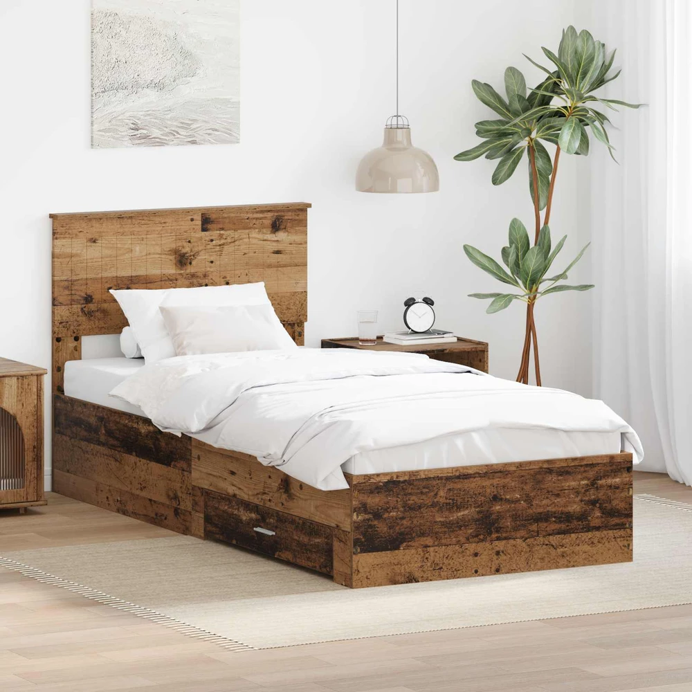 Lova Lovos rėmas Sendintos medienos 90 x 190 cm Apdirbta mediena