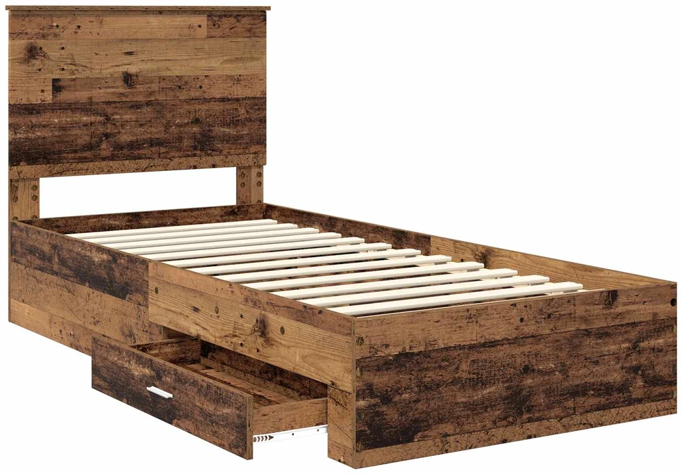 Lova Lovos rėmas su stalčių Senas medis 90 x 200 cm Apdirbta mediena