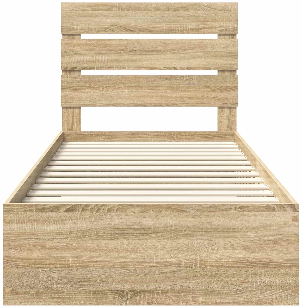 Lova Lovos rėmas su stalčių Sonamos ąžuolo ir sidabro 75 x 190 cm