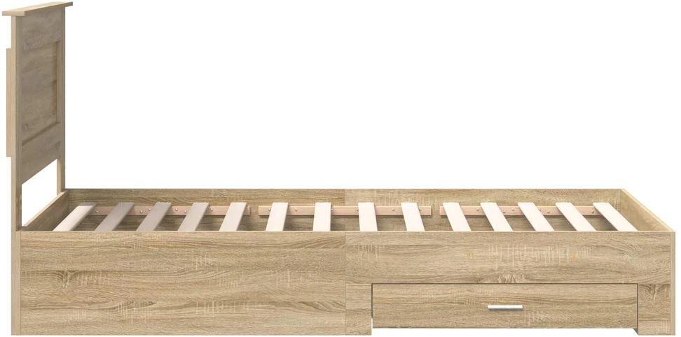 Lova Lovos rėmas su stalčių Sonamos ąžuolo ir sidabro 75 x 190 cm