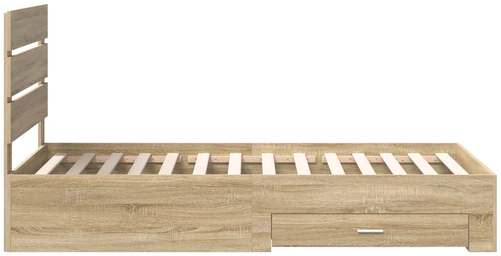 Lova Lovos rėmas su stalčių Sonamos ąžuolo ir sidabro 75 x 190 cm