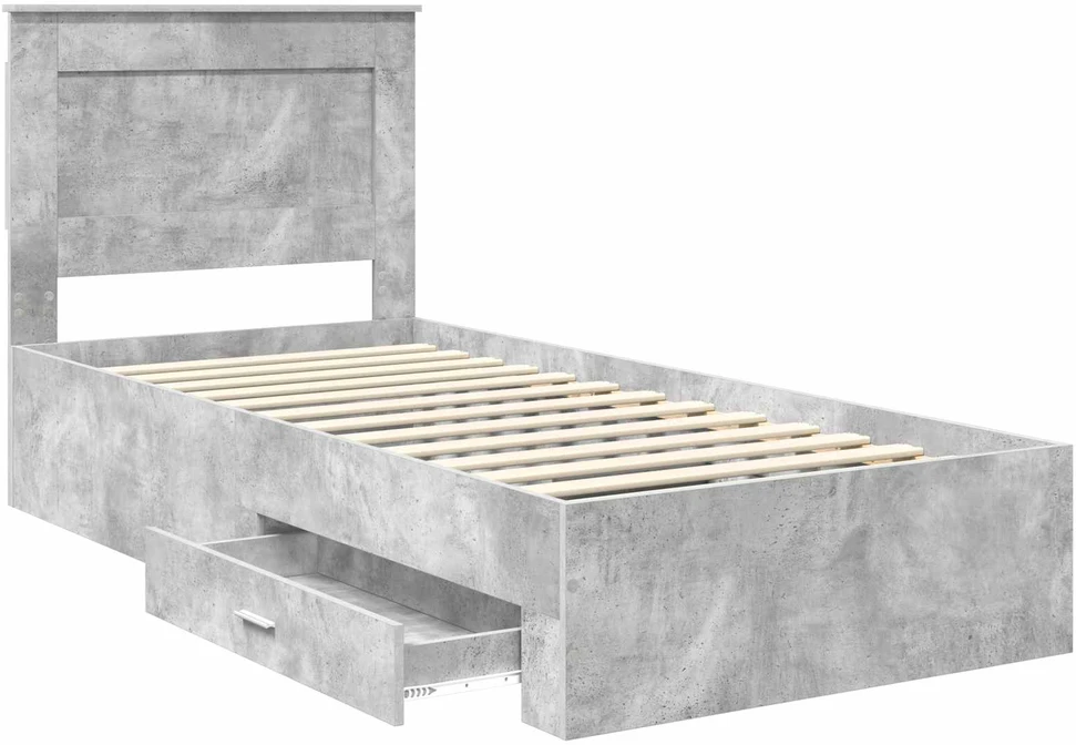 Lova Lovos rėmas Betono pilka 90 x 200 cm Apdirbta mediena