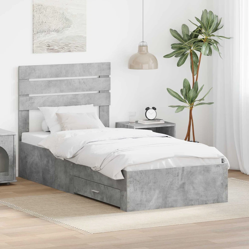 Lova Lovos rėmas Betono pilka 90 x 200 cm Apdirbta mediena