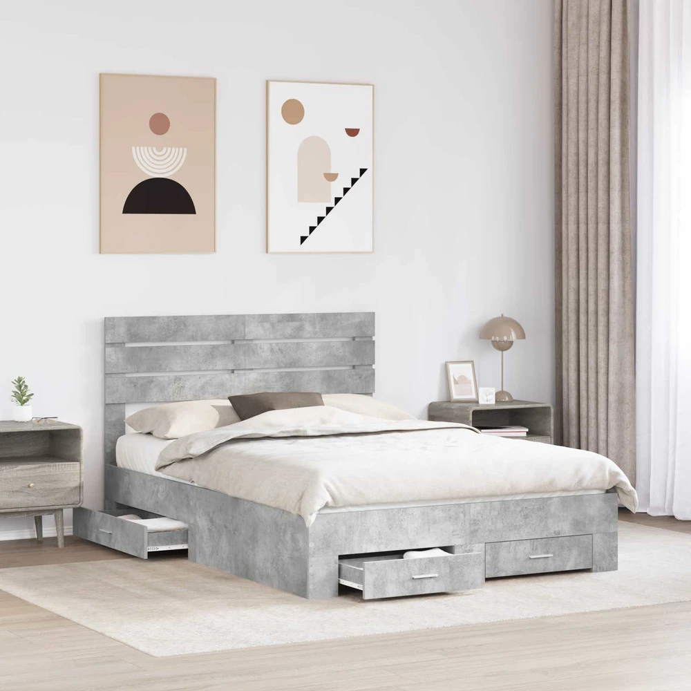 Lova Lovos rėmas Betono pilka 140 x 190 cm Apdirbta mediena
