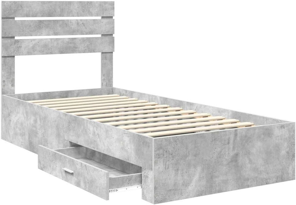 Lova Lovos rėmas Betono pilka 90 x 200 cm Apdirbta mediena