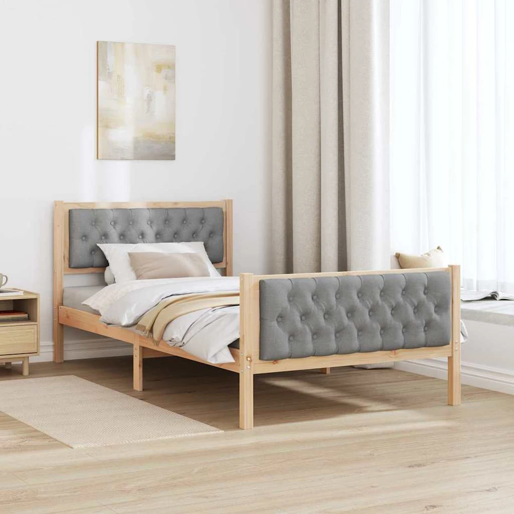 Lova Lovos rėmas Šviesiai pilka 100 x 200 cm Kietos pušies mediena