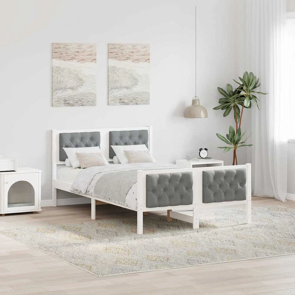Lova Lovos rėmas Šviesiai pilka 135 x 190 cm Kietos pušies mediena