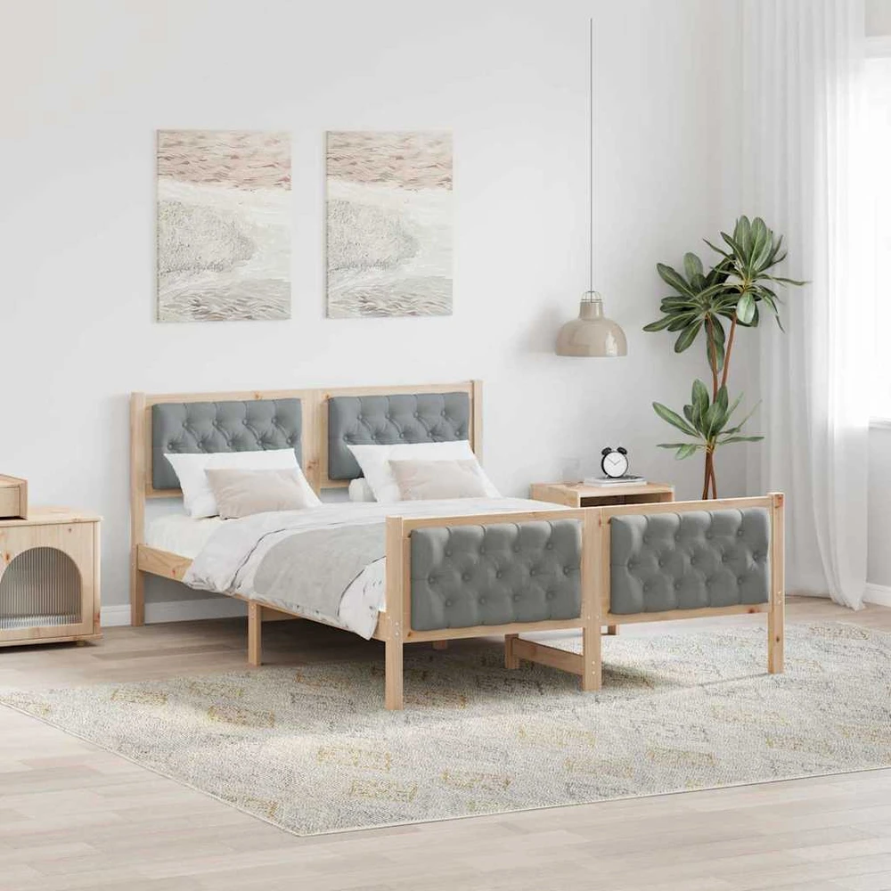Lovos rėmas Šviesiai pilka 140 x 190 cm Kietos pušies mediena