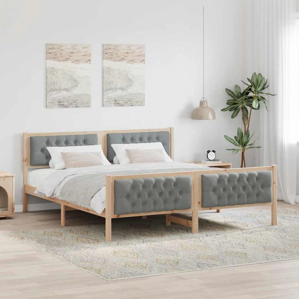 Lovos rėmas Šviesiai pilka 180 x 200 cm Kietos pušies mediena