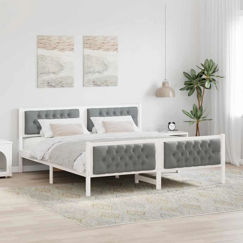 Lovos rėmas Šviesiai pilka 180 x 200 cm Kietos pušies mediena