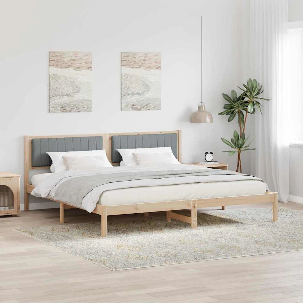 Lovos rėmas Šviesiai pilka 200 x 200 cm Kietos pušies mediena