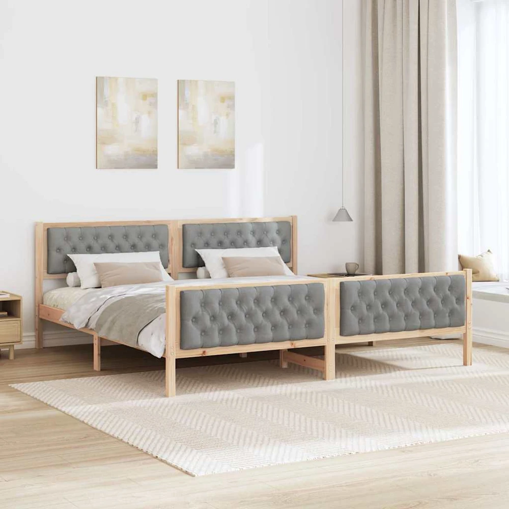 Lovos rėmas Šviesiai pilka 200 x 200 cm Kietos pušies mediena