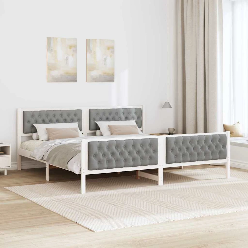 Lovos rėmas Šviesiai pilka 200 x 200 cm Kietos pušies mediena
