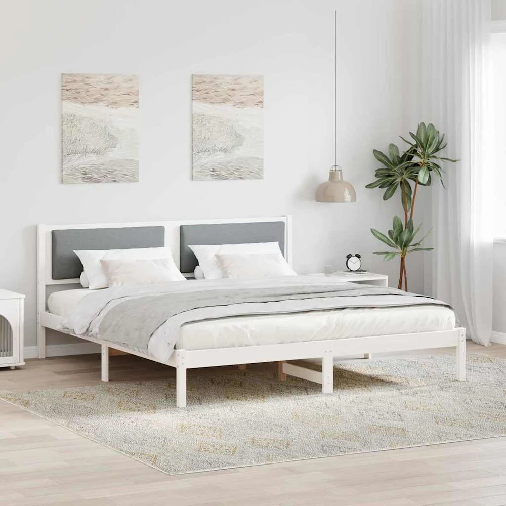 Lovos rėmas Šviesiai pilka 200 x 200 cm Kietos pušies mediena