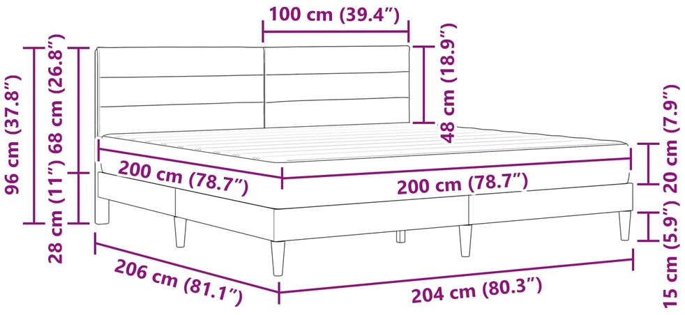 Čiužinys Lovos rėmas 200 x 200 cm Šviesiai pilka