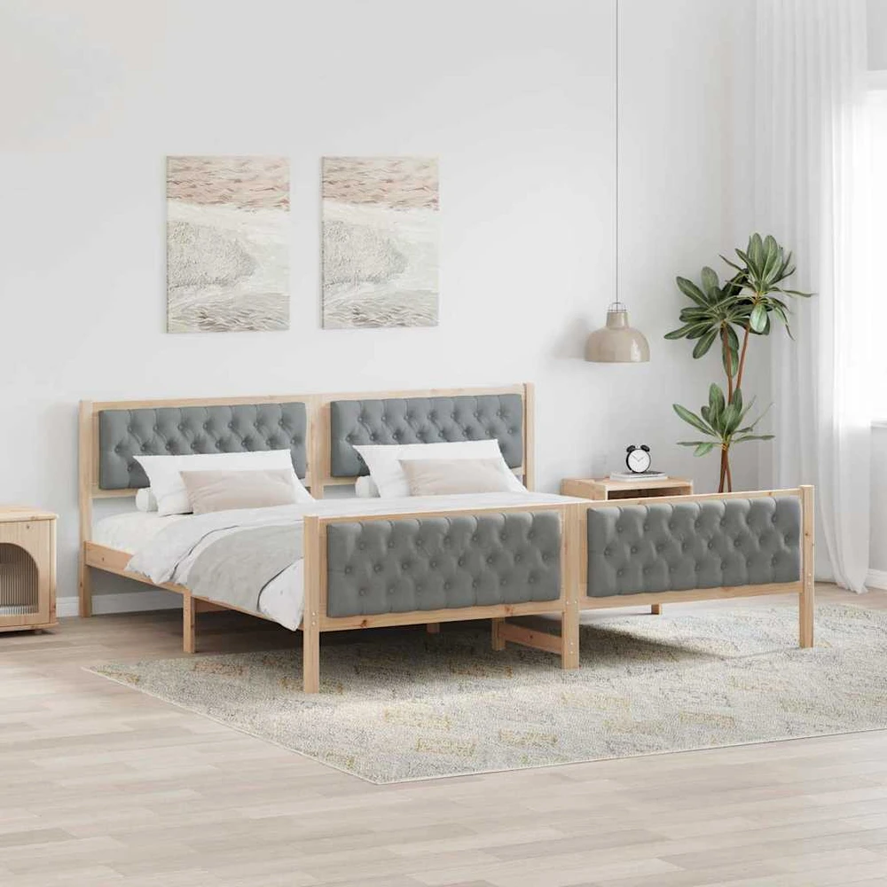 Lovos rėmas Šviesiai pilka 200 x 200 cm Kietos pušies mediena