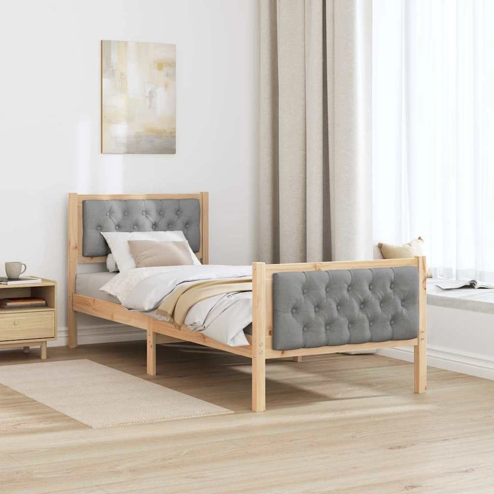 Lova Lovos rėmas Šviesiai pilka 75 x 190 cm Kietos pušies mediena