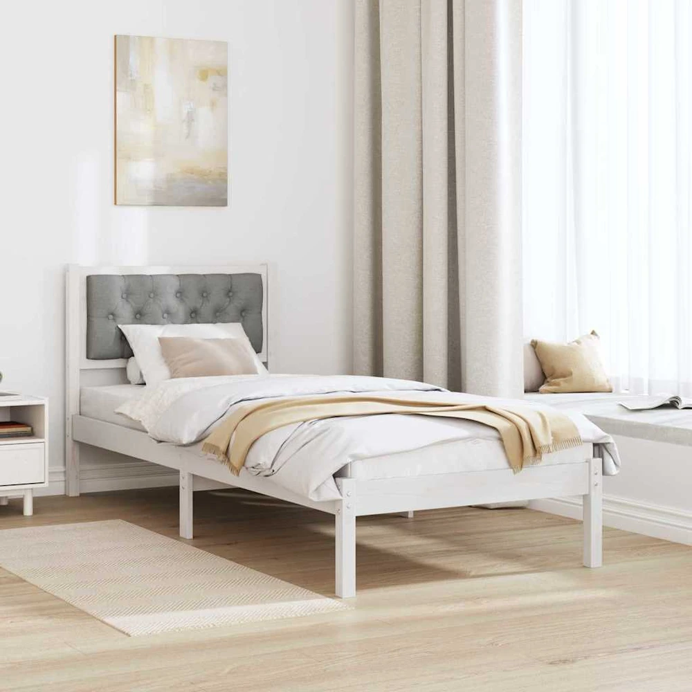 Lova Lovos rėmas Šviesiai pilka 90 x 190 cm Kietos pušies mediena
