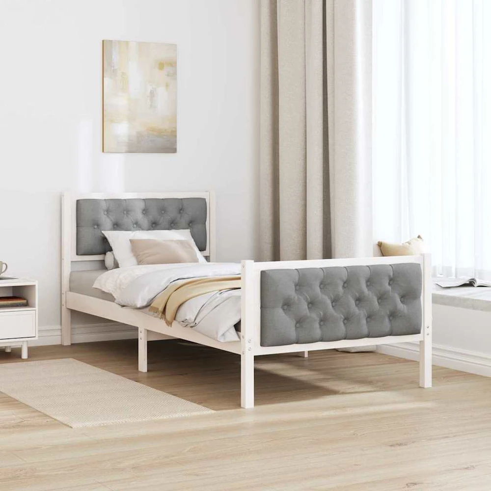 Lova Lovos rėmas Šviesiai pilka 90 x 190 cm Kietos pušies mediena