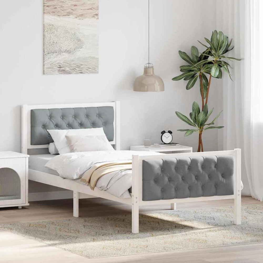Lova Lovos rėmas Šviesiai pilka 90 x 190 cm Kietos pušies mediena