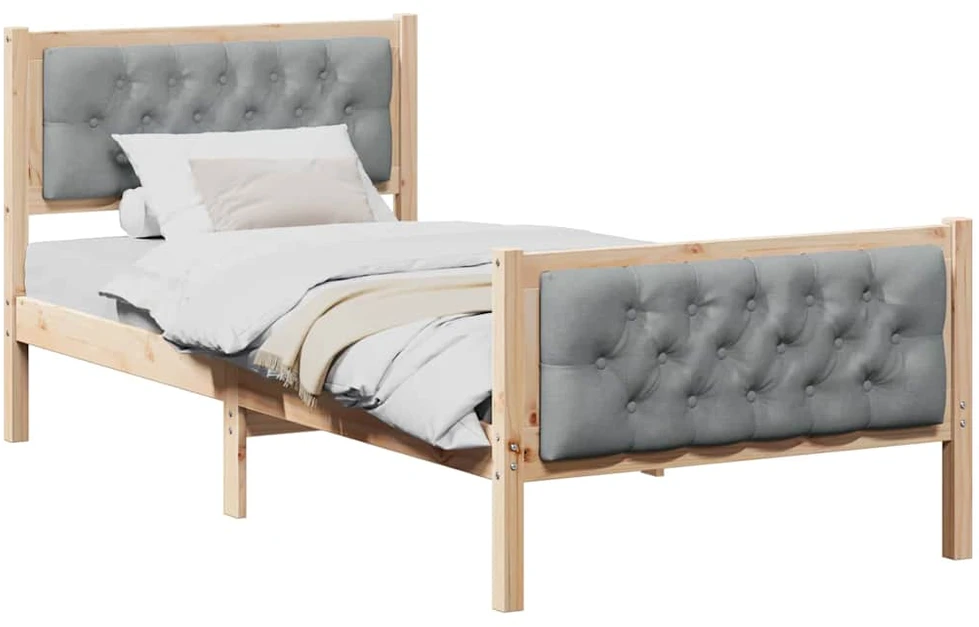 Lova Lovos rėmas Šviesiai pilka 90 x 200 cm Kietos pušies mediena
