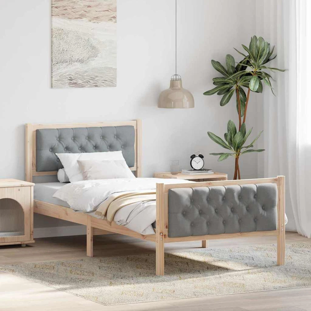 Lova Lovos rėmas Šviesiai pilka 90 x 200 cm Kietos pušies mediena
