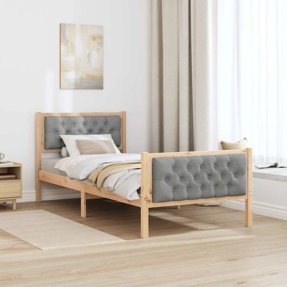 Lova Lovos rėmas Šviesiai pilka 90 x 200 cm Kietos pušies mediena