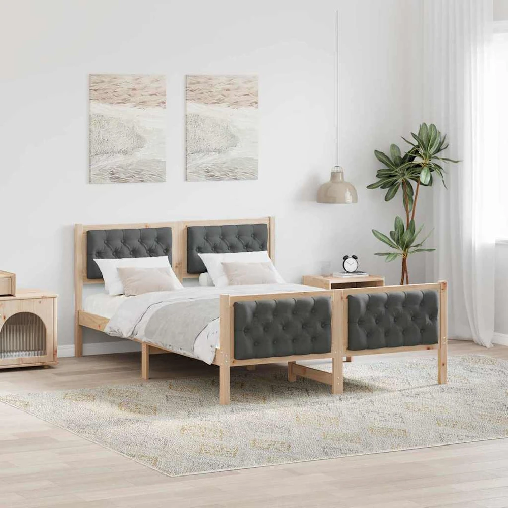 Lovos rėmas Tamsiai pilka 140 x 190 cm Kietos pušies mediena