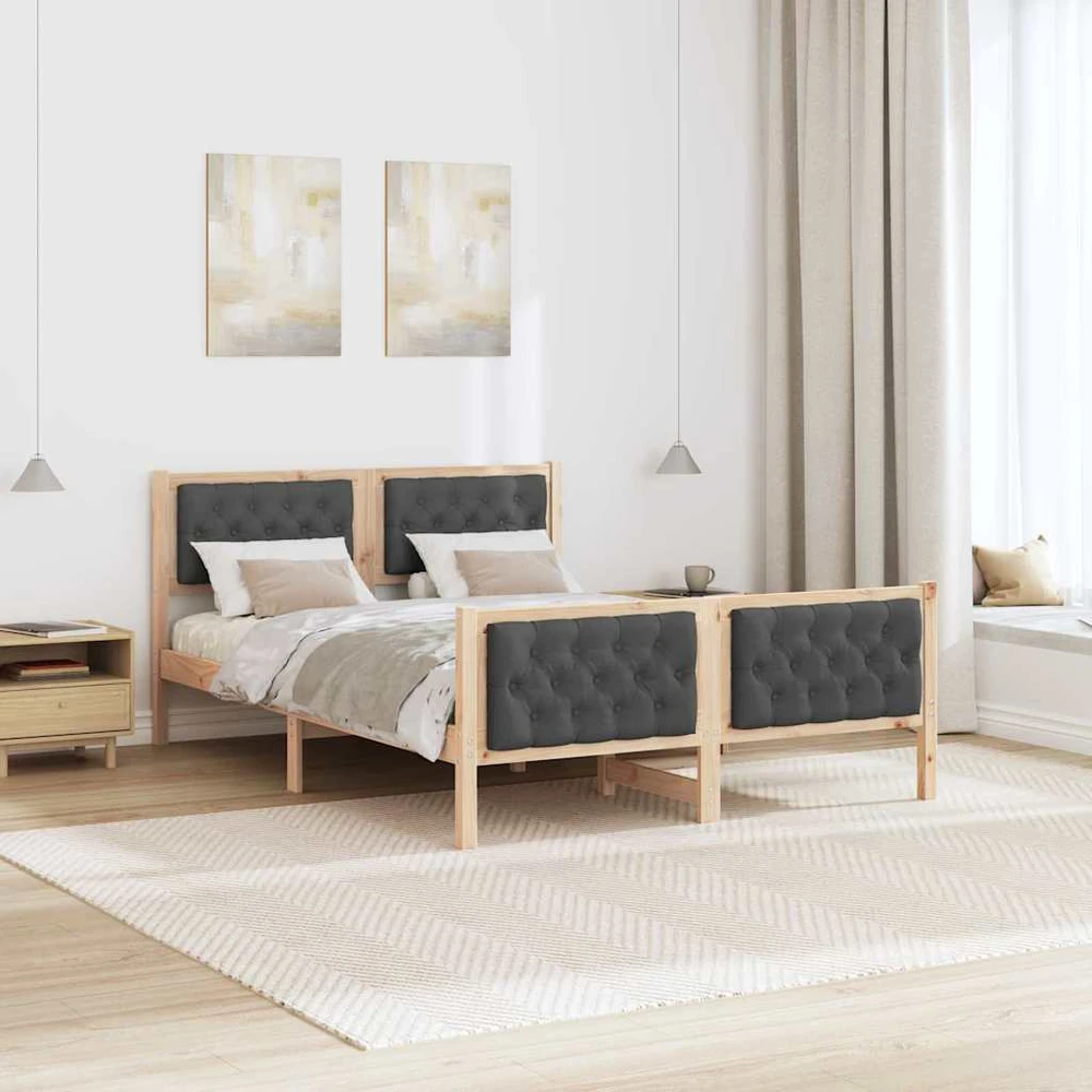 Lovos rėmas Tamsiai pilka 140 x 190 cm Kietos pušies mediena