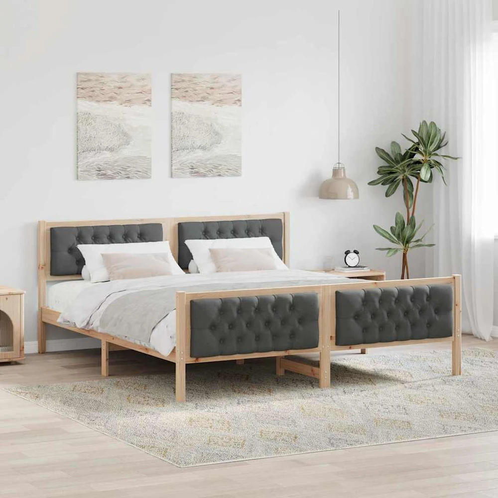 Lovos rėmas Tamsiai pilka 180 x 200 cm Kietos pušies mediena