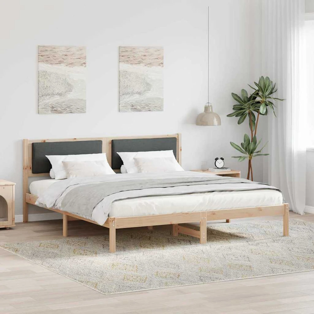 Lovos rėmas Tamsiai pilka 200 x 200 cm Kietos pušies mediena