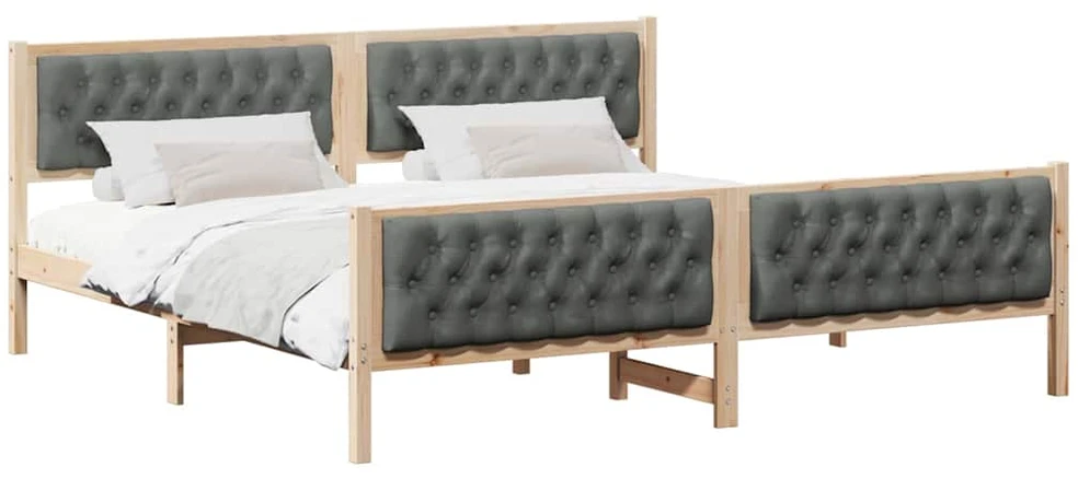 Lovos rėmas Tamsiai pilka 200 x 200 cm Kietos pušies mediena