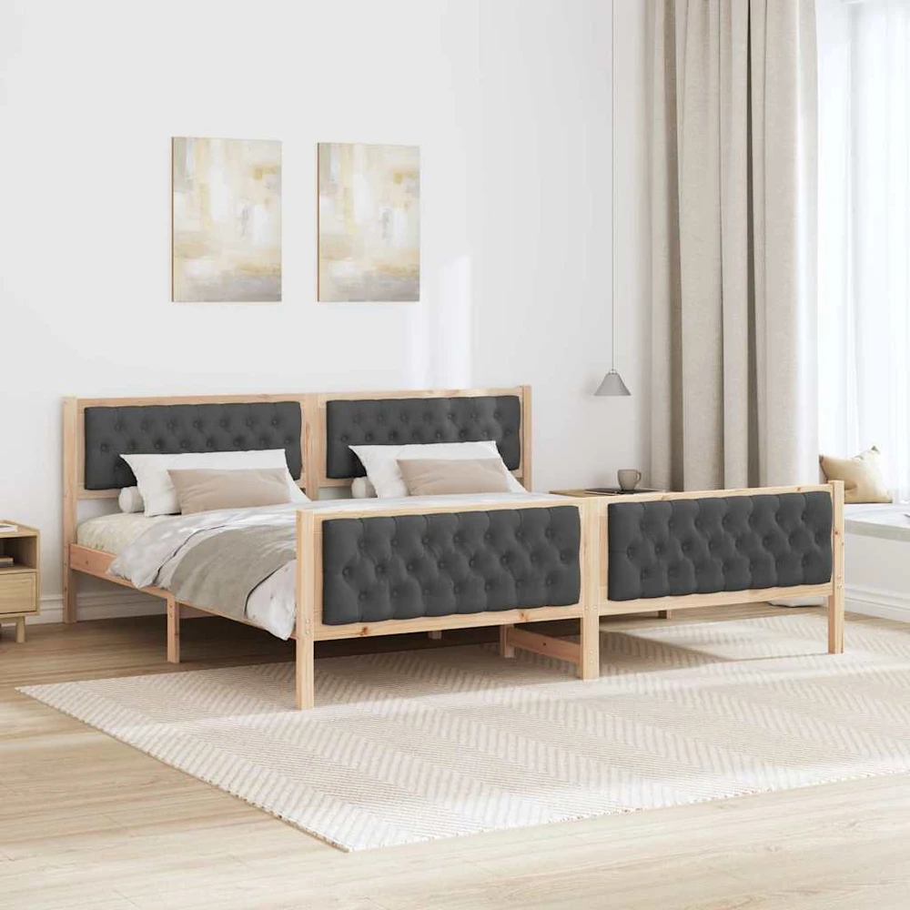 Lovos rėmas Tamsiai pilka 200 x 200 cm Kietos pušies mediena
