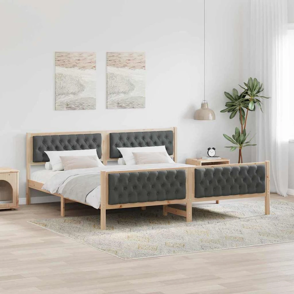 Lovos rėmas Tamsiai pilka 200 x 200 cm Kietos pušies mediena
