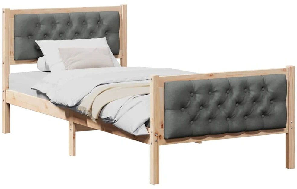 Lova Lovos rėmas Tamsiai pilka 90 x 190 cm Kietos pušies mediena
