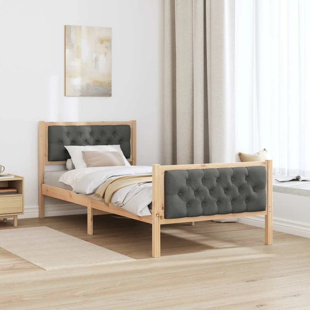 Lova Lovos rėmas Tamsiai pilka 90 x 190 cm Kietos pušies mediena
