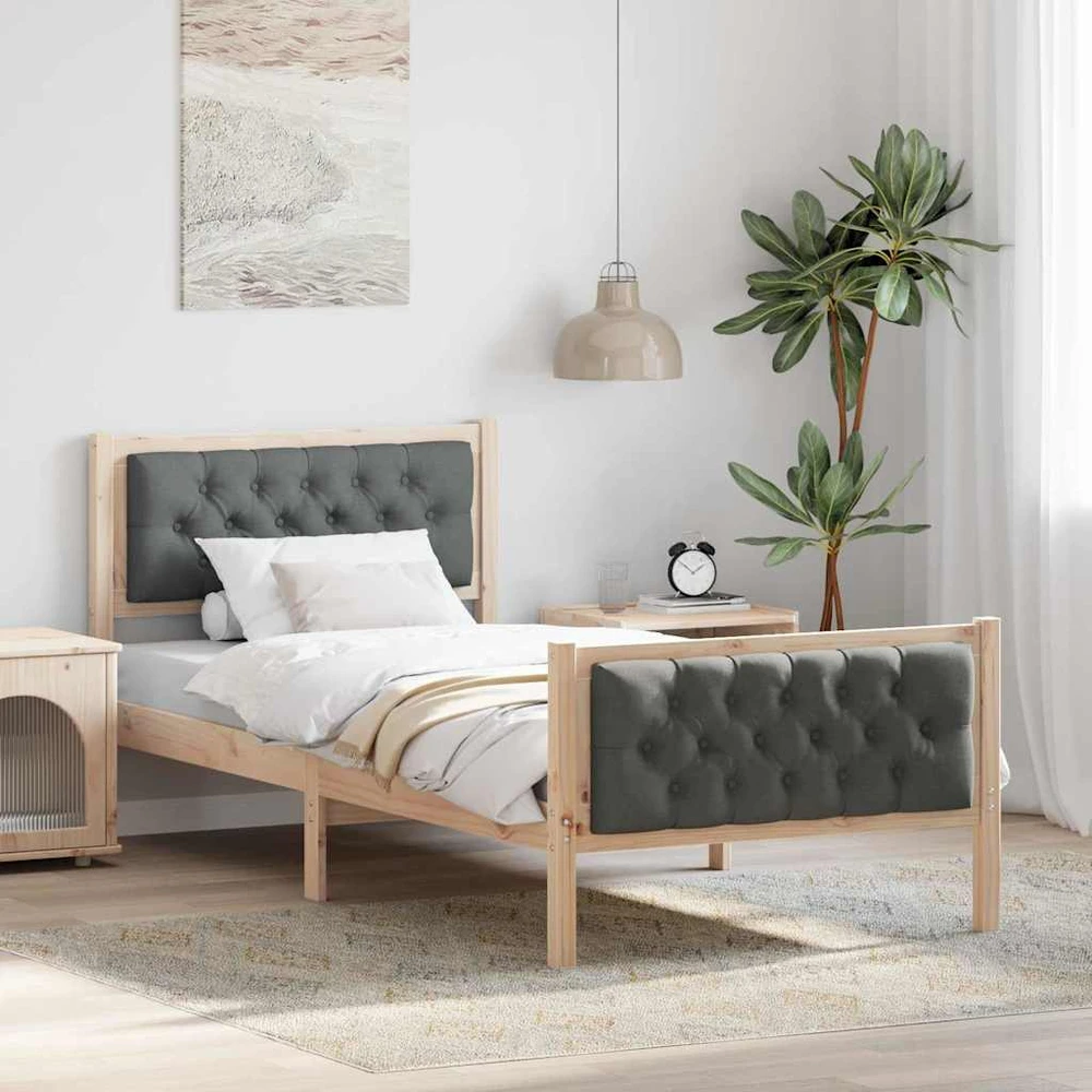 Lova Lovos rėmas Tamsiai pilka 90 x 200 cm Kietos pušies mediena