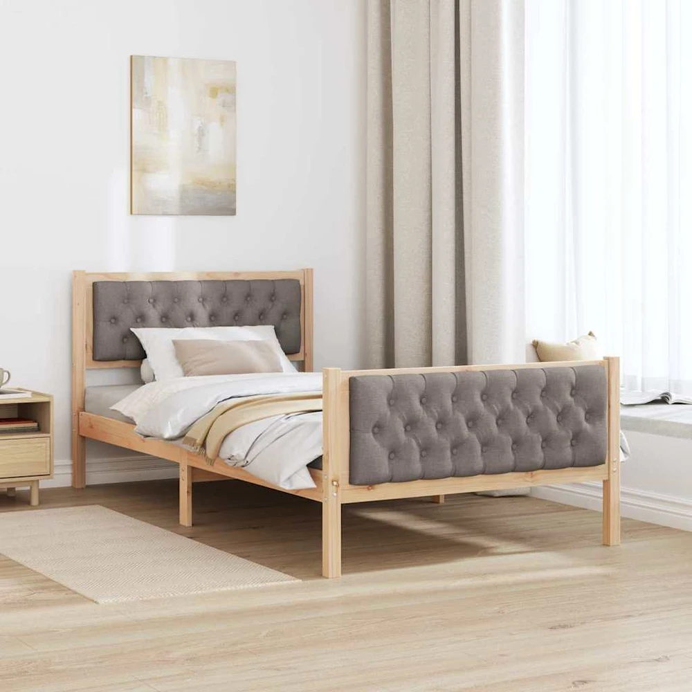 Lova Lovos rėmas Taupe 100 x 200 cm Kietos pušies mediena