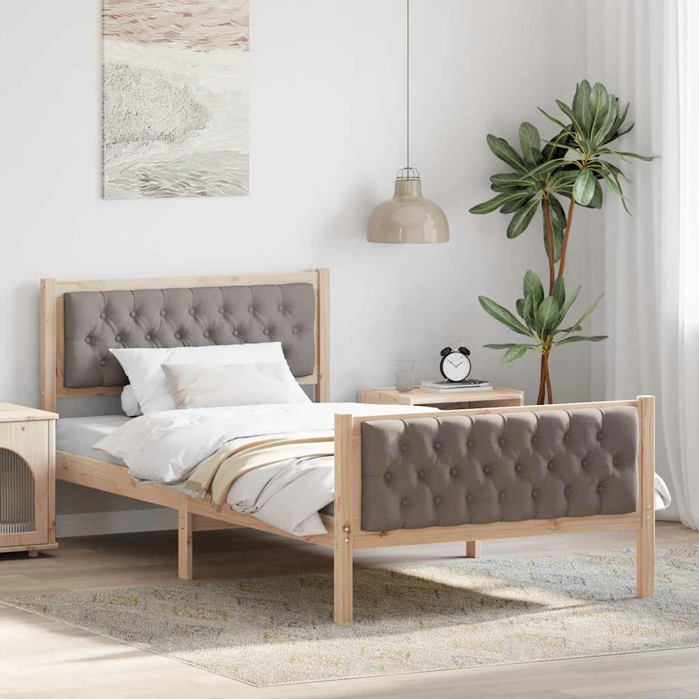 Lova Lovos rėmas Taupe 100 x 200 cm Kietos pušies mediena