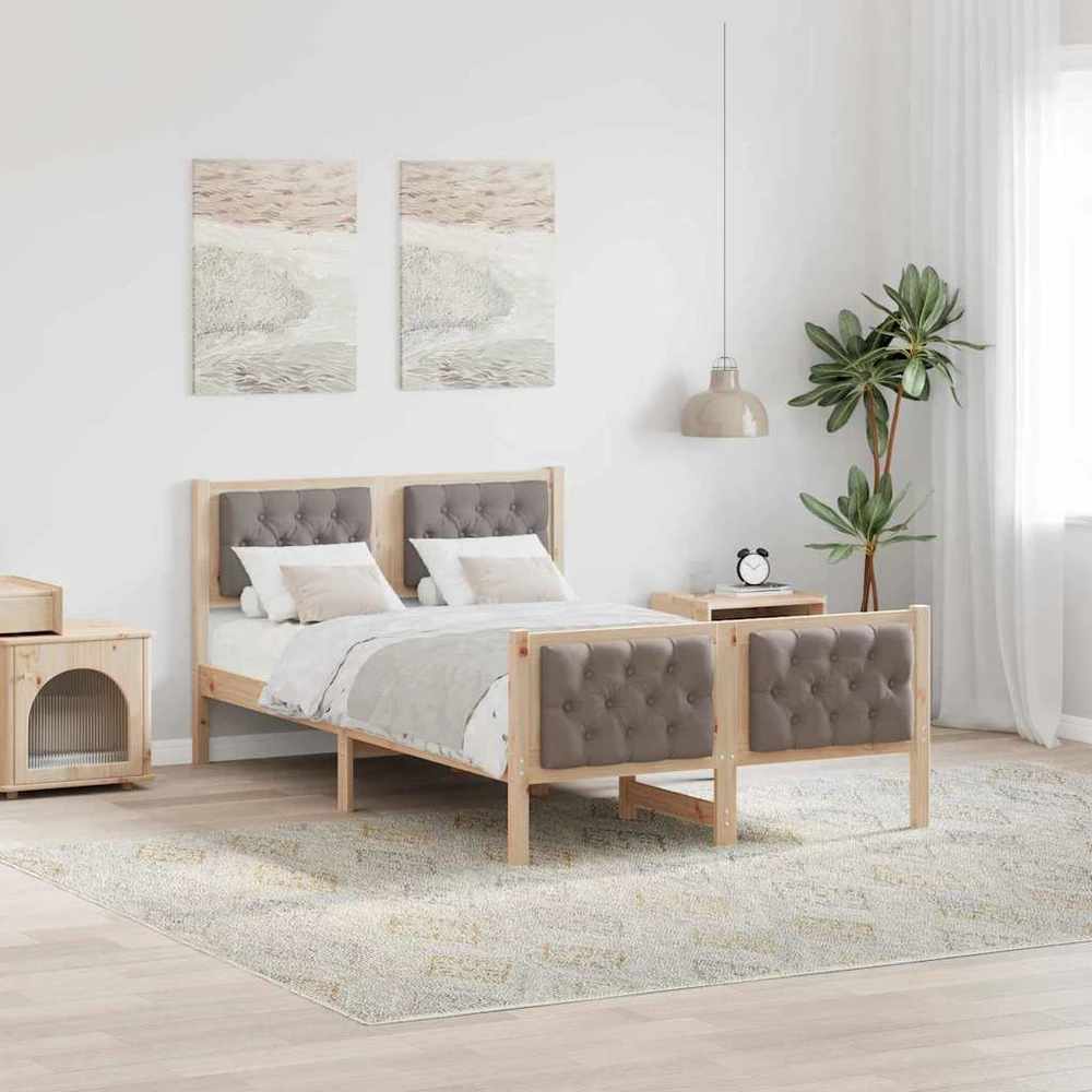 Lova Lovos rėmas Taupe 120 x 200 cm Kietos pušies mediena