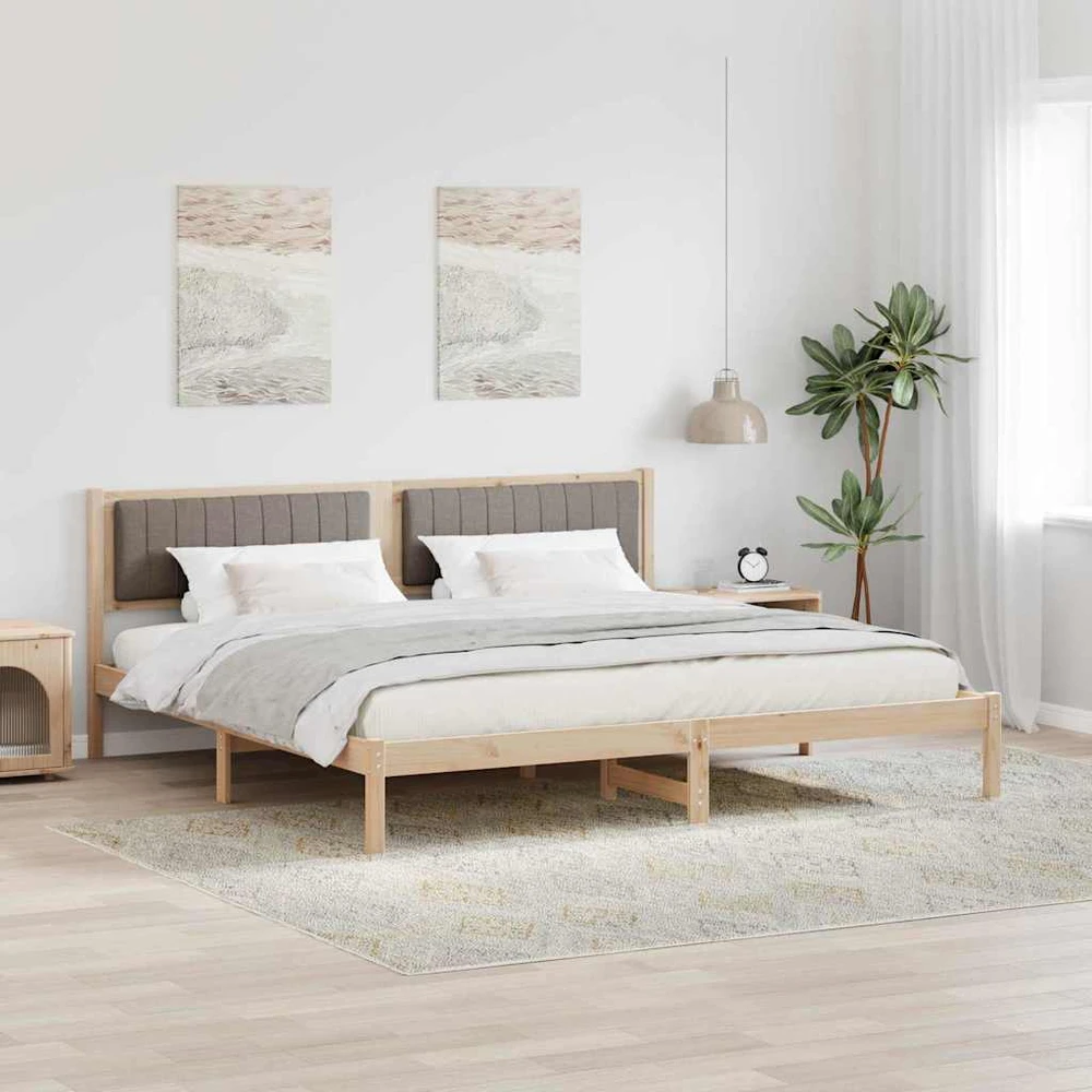 Lovos rėmas Taupe 200 x 200 cm Kietos pušies mediena