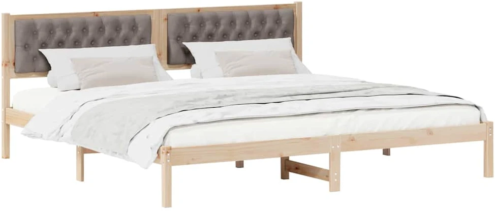 Lovos rėmas Taupe 200 x 200 cm Kietos pušies mediena