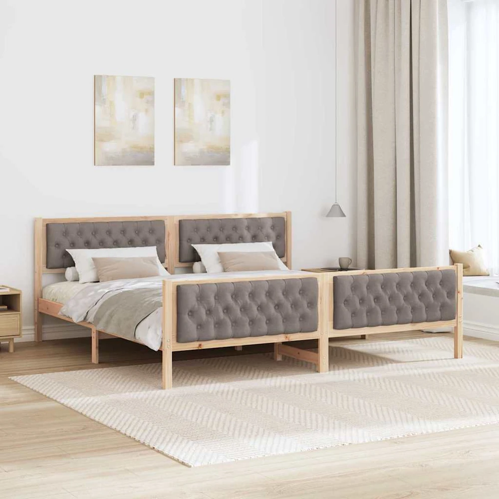Lovos rėmas Taupe 200 x 200 cm Kietos pušies mediena