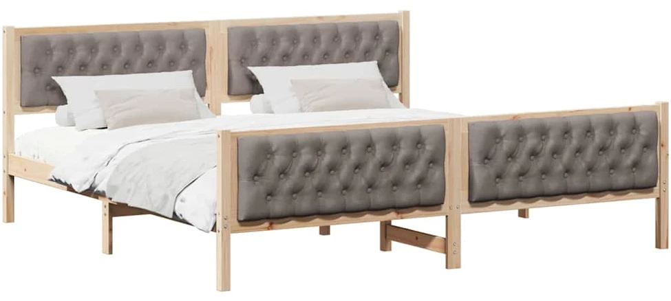 Lovos rėmas Taupe 200 x 200 cm Kietos pušies mediena