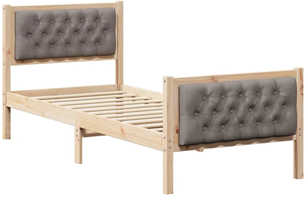 Lova Lovos rėmas Taupe 75 x 190 cm Kietos pušies mediena