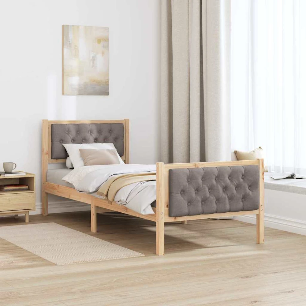 Lova Lovos rėmas Taupe 75 x 190 cm Kietos pušies mediena