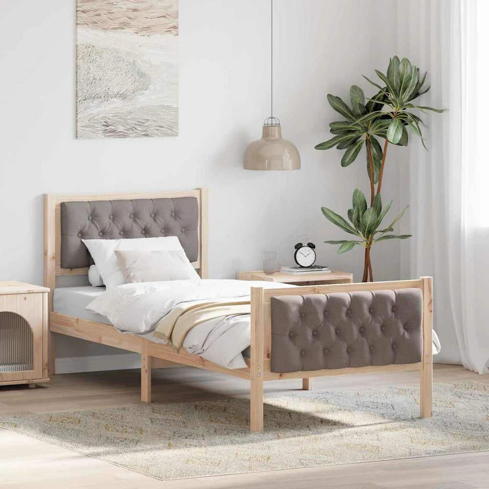 Lova Lovos rėmas Taupe 75 x 190 cm Kietos pušies mediena
